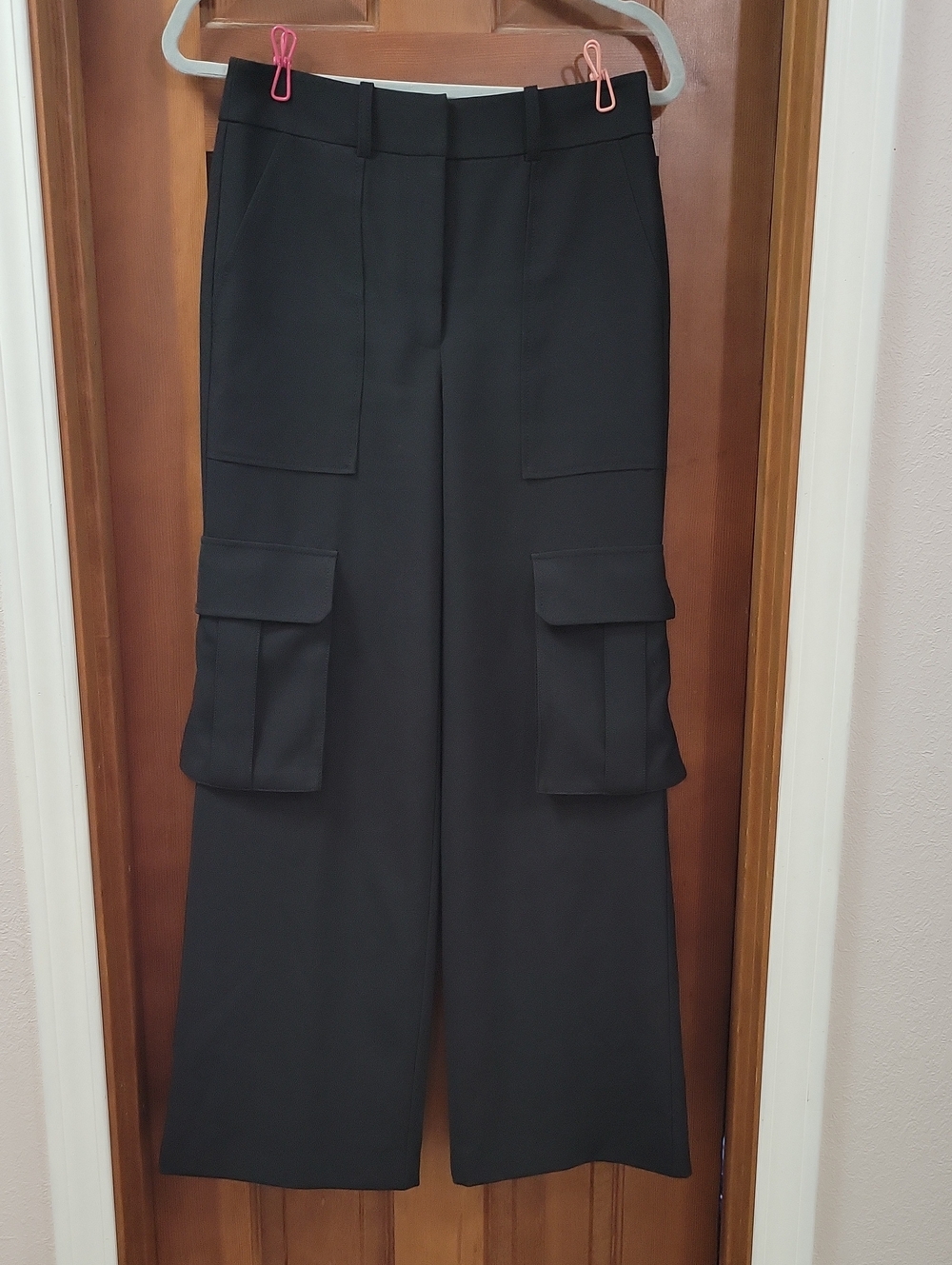 Veronica Beard Black Wide-Leg Cargo Trousers